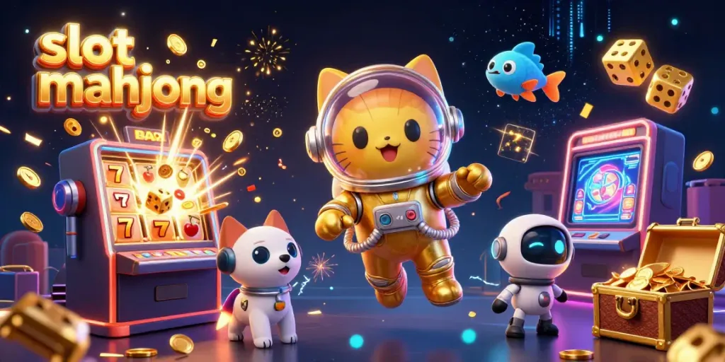 Experience thrilling gameplay in slot mahjong with a vibrant 3D illustration featuring a jackpot explosion.