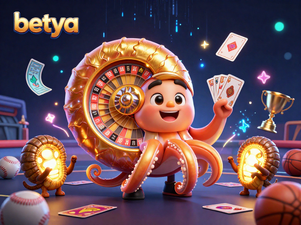 Win big with betya as a nautilus roulette wheel spins among vibrant sports betting elements.