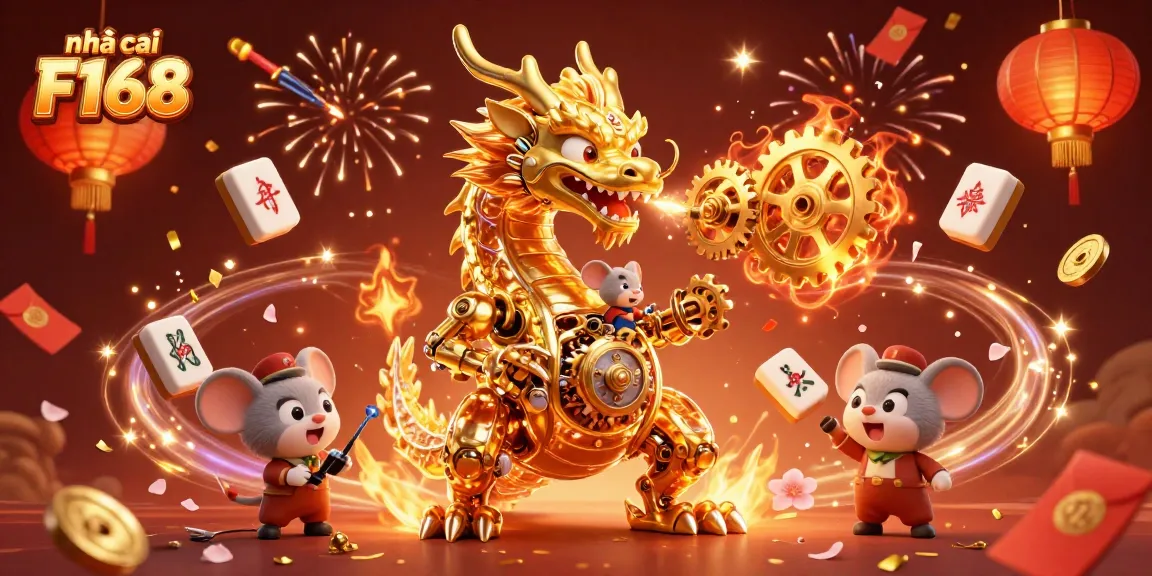 Experience the thrill of betting at nhà cái F168 in this vibrant digital casino scene filled with game elements.