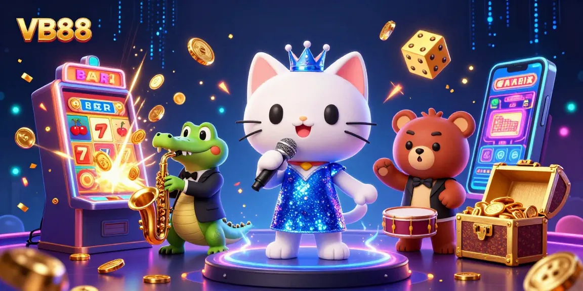 Experience the thrill of VB88 with dynamic casino characters and vibrant jackpot elements.