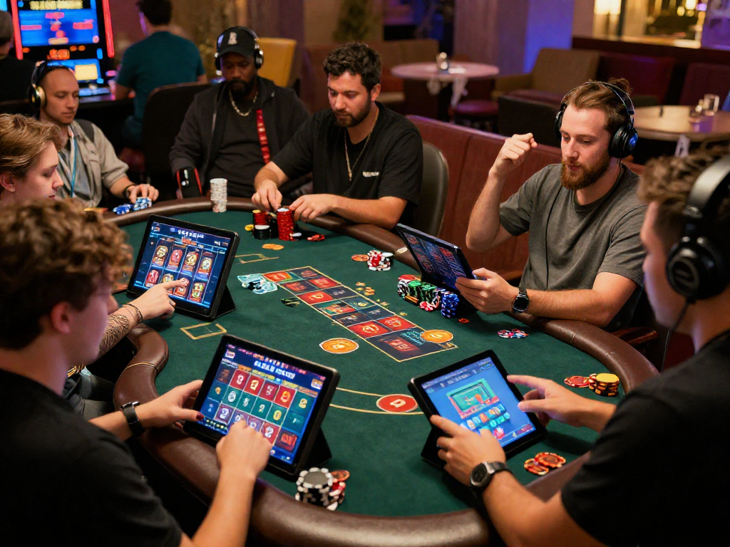 Players enjoying USA casinos for UK players in engaging online gaming atmosphere with live dealer games and slots.