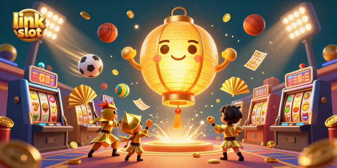 Engage with the exciting link slot scene featuring a golden lantern spirit and dynamic game elements.