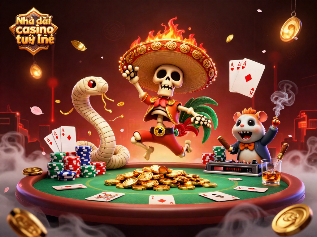 Engage in thrilling action at Nhà cái casino trực tuyến with vibrant scenes of victory and winnings.