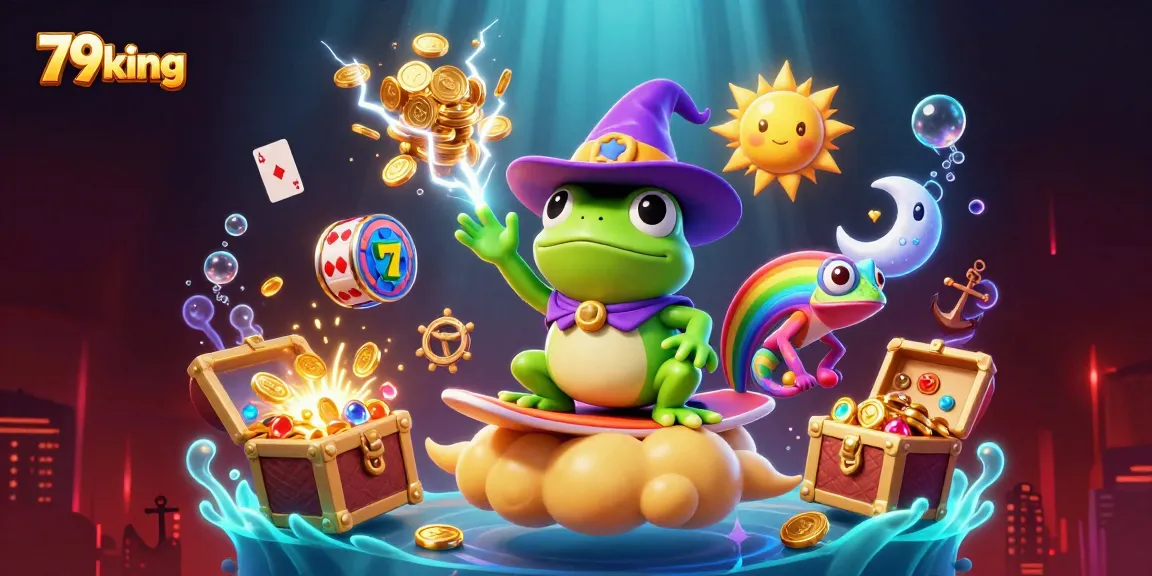 Experience the thrill of winning at 79king with colorful casino-themed elements and dynamic characters in action.
