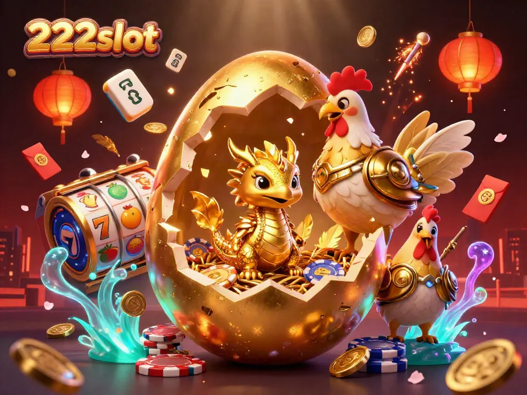 Gambarlah slot dengan 222slot, telur emas dan naga kecil menambah keseruan permainan judi.