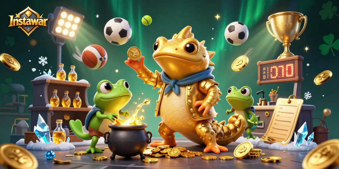 Engage with instawar through the illustrative scene of a golden salamander alchemist creating wealth in a lively casino.