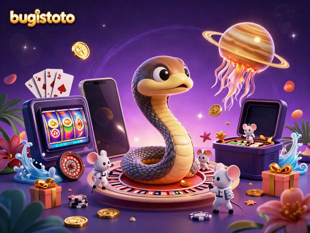 Place your bets with bugistoto as astronaut mice wager on the cosmic roulette wheel.