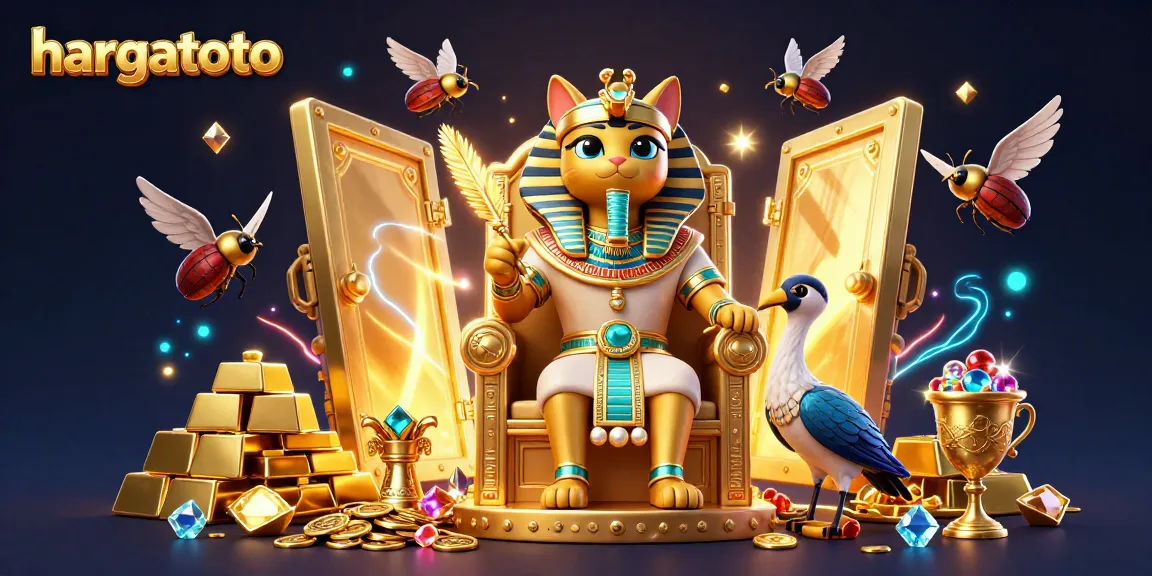 Experience thrilling games with hargatoto's vibrant scene of an Egyptian-themed casino atmosphere.
