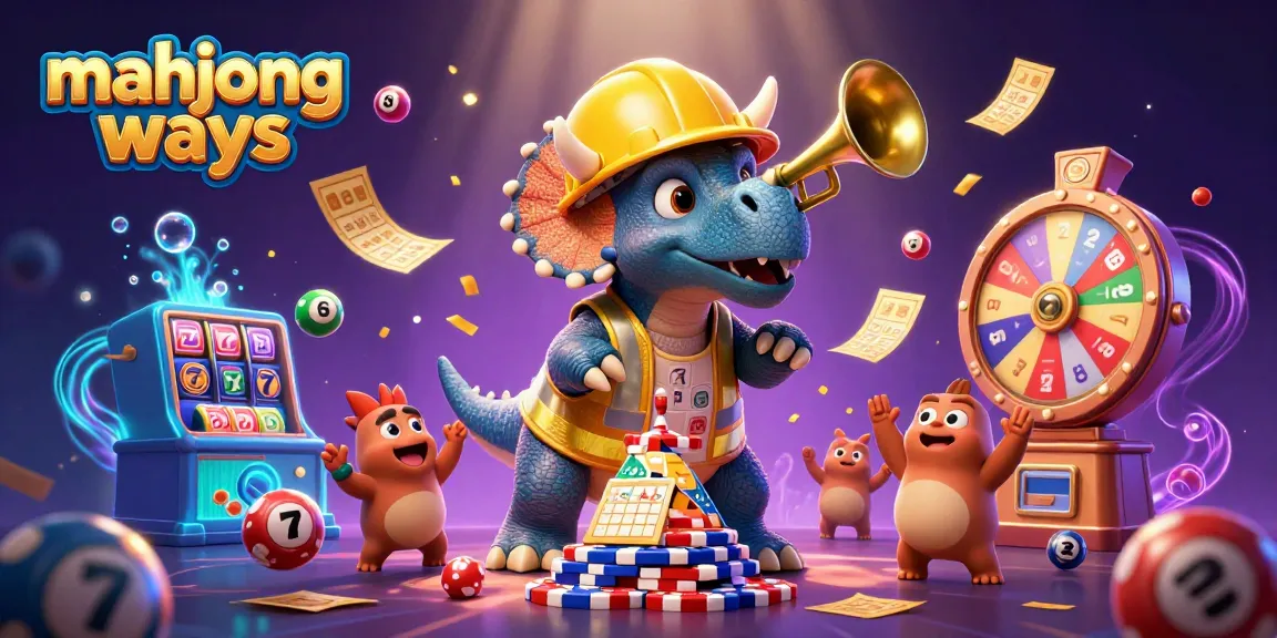 Experience mahjong ways as colorful lottery elements and celebratory characters create a vibrant casino atmosphere.