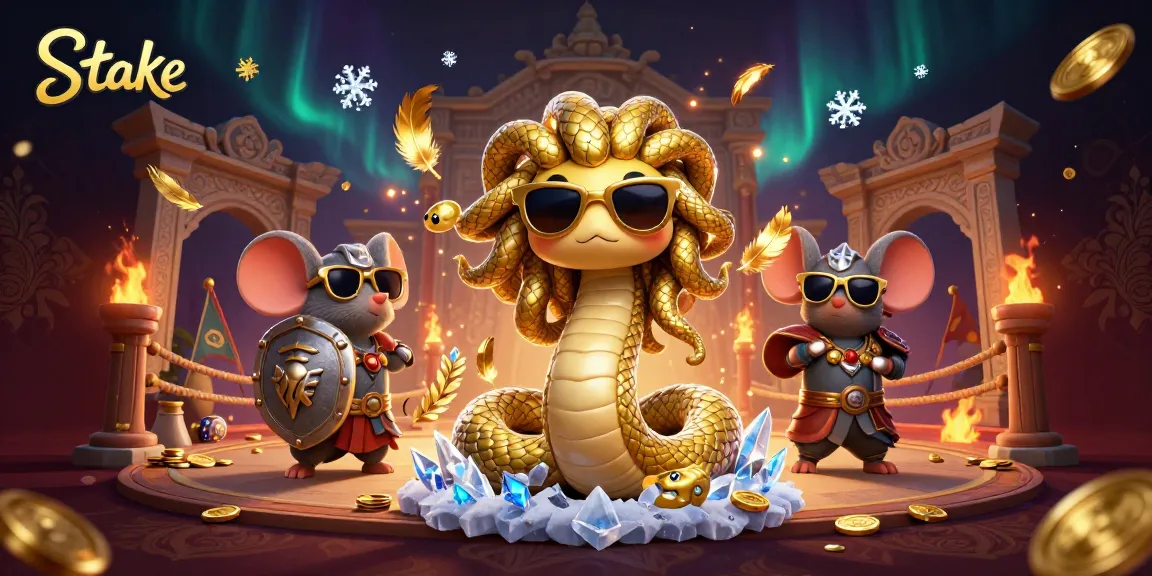 Experience exciting gaming with Stake in this vibrant 3D illustration, perfect for crypto casino fans.