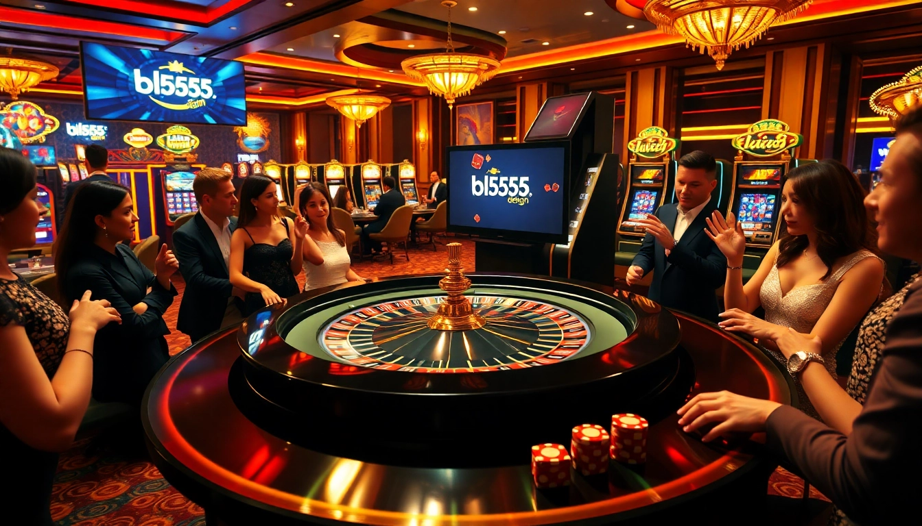 Experience luxury gambling at bl555.design with an exciting roulette table and vibrant casino atmosphere.