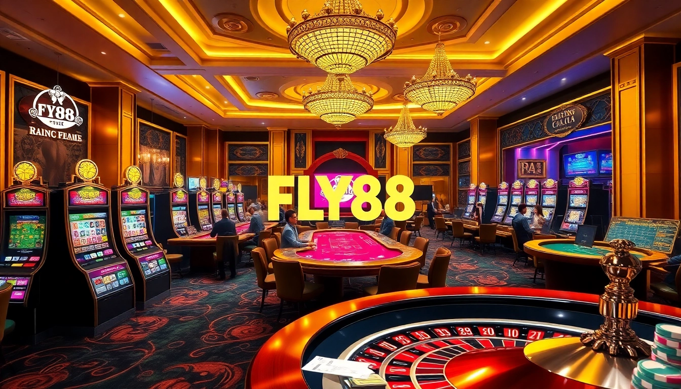 Join the excitement at FLY88 with players betting at luxurious casino tables.
