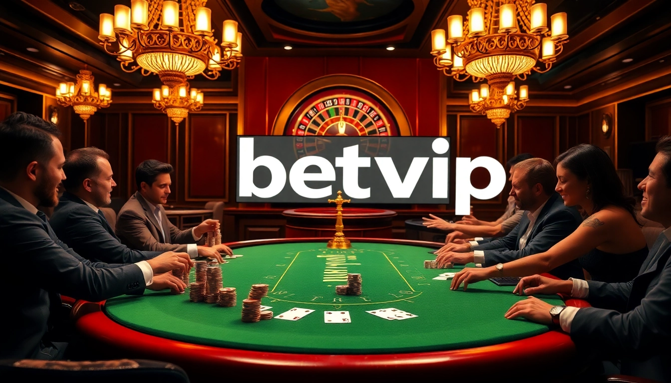 Cảnh hấp dẫn của các người chơi tại bàn poker với mức cược cao, nổi bật hành động chơi game betvip