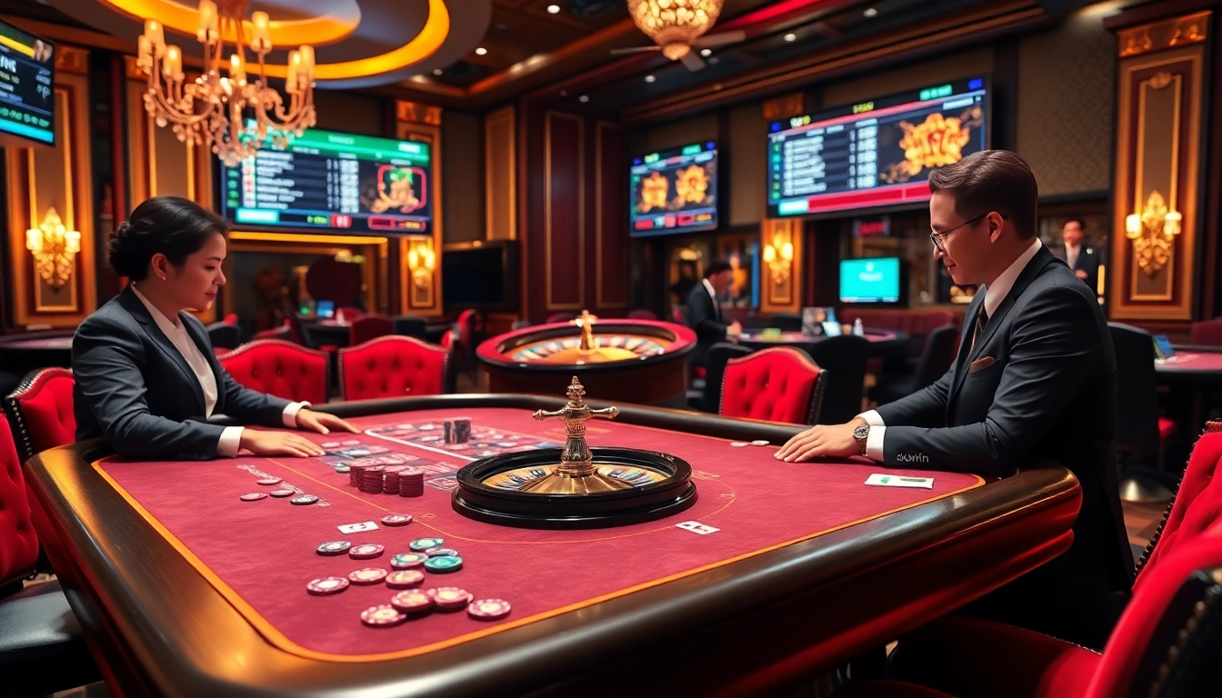 Experience thrilling gameplay at KUWIN with professional dealers and vibrant casino tables.
