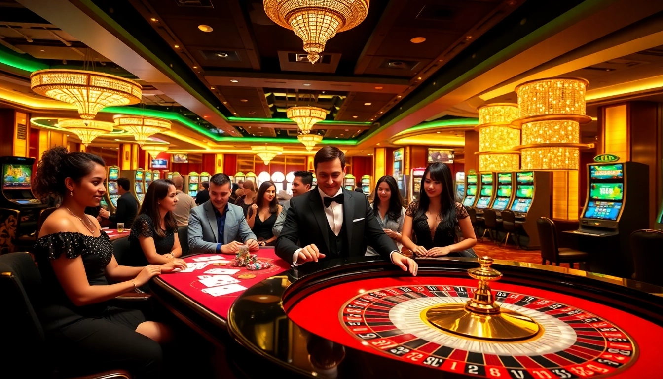 Players engaging in thrilling casino games at RR88, showcasing excitement and professionalism.