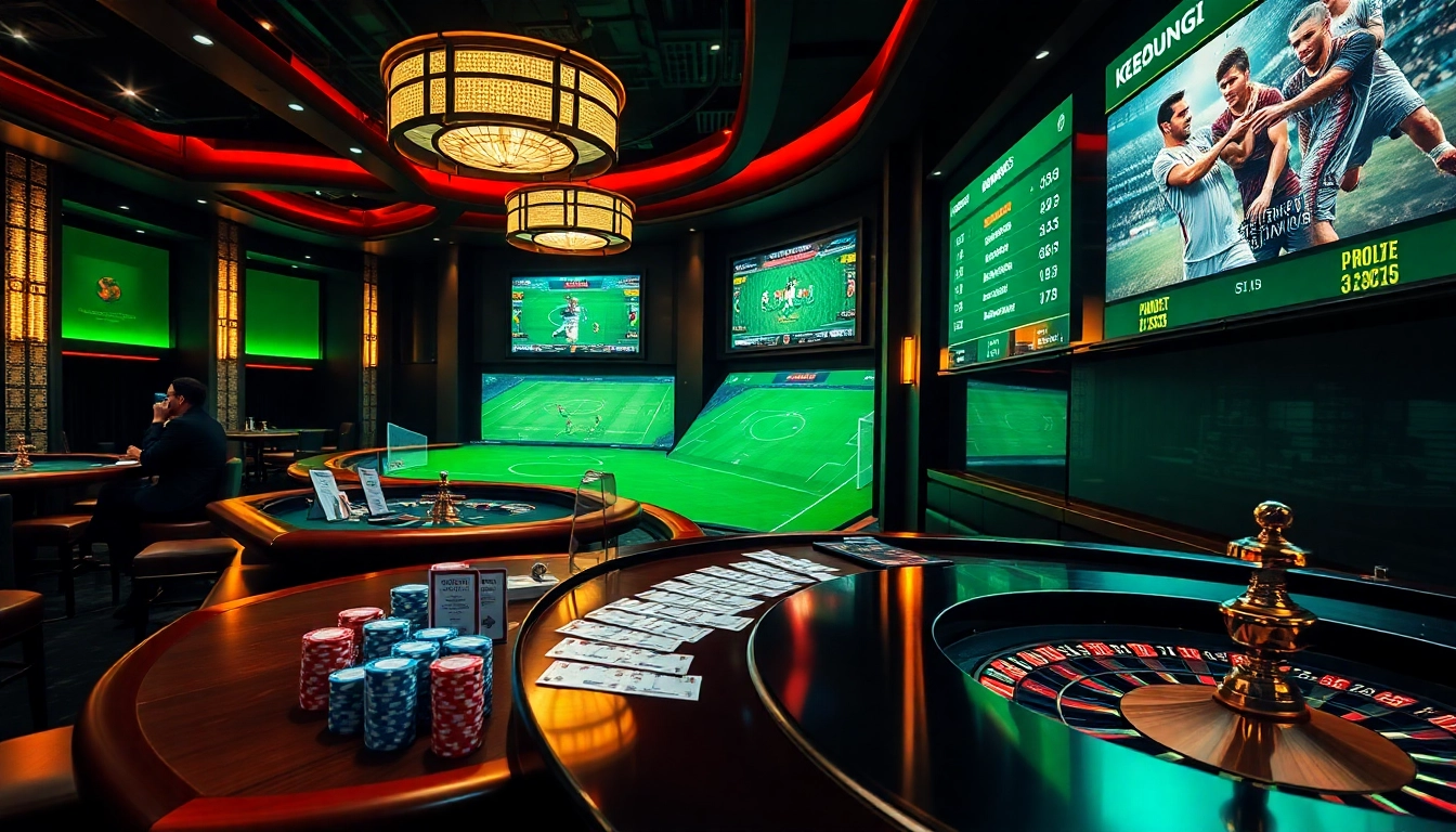 Dynamic betting scene featuring keobongda with soccer visuals and vibrant betting elements.