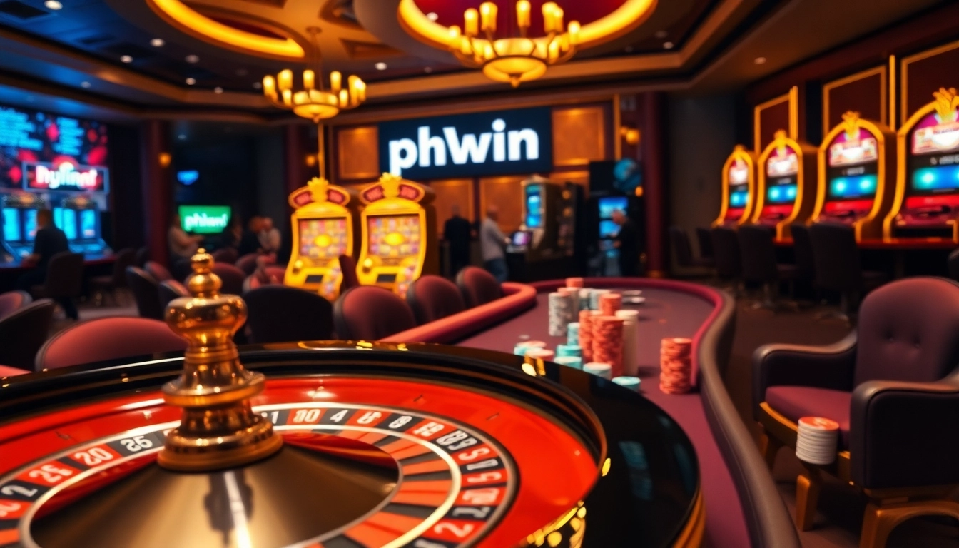 Experience the excitement of phwin at a lively casino with vibrant games and betting tables.