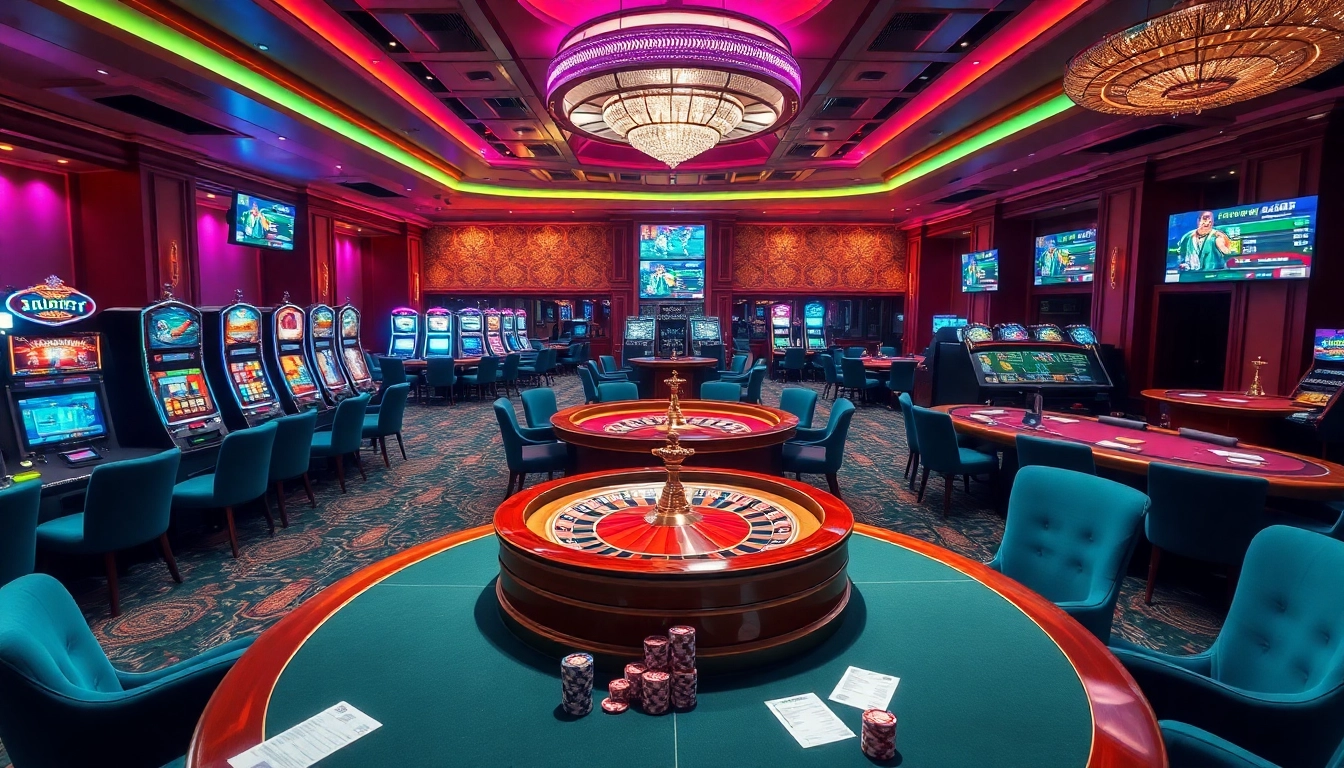 Experience exhilarating gaming action at SOIBET casino with vibrant tables and high-stakes excitement.