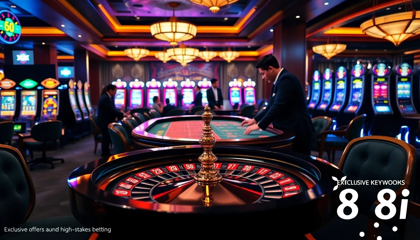 Experience thrilling gaming action at 88i's luxurious casino with roulette and poker.