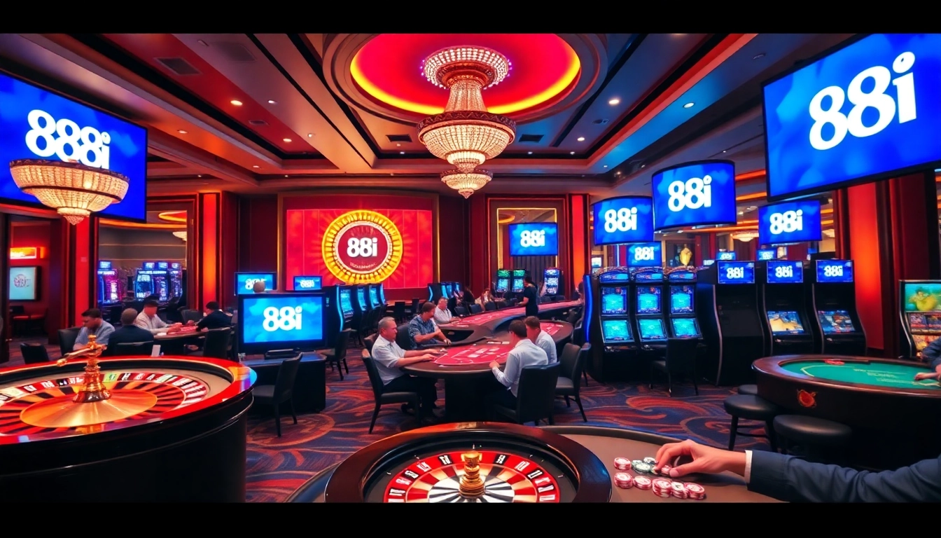 Players enjoying thrilling casino games at 88i, showcasing poker and roulette excitement.