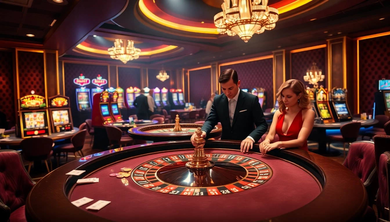 Cảnh casino đầy năng động tại BetVIP với bàn roulette và những người chơi đang tham gia nhiệt tình.