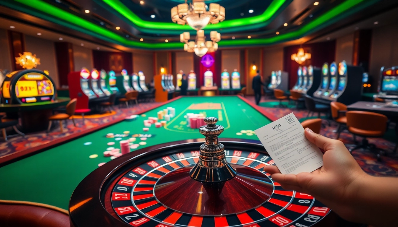 Engaging scene showcasing MK8-themed casino action with tables, slots, and vibrant players.