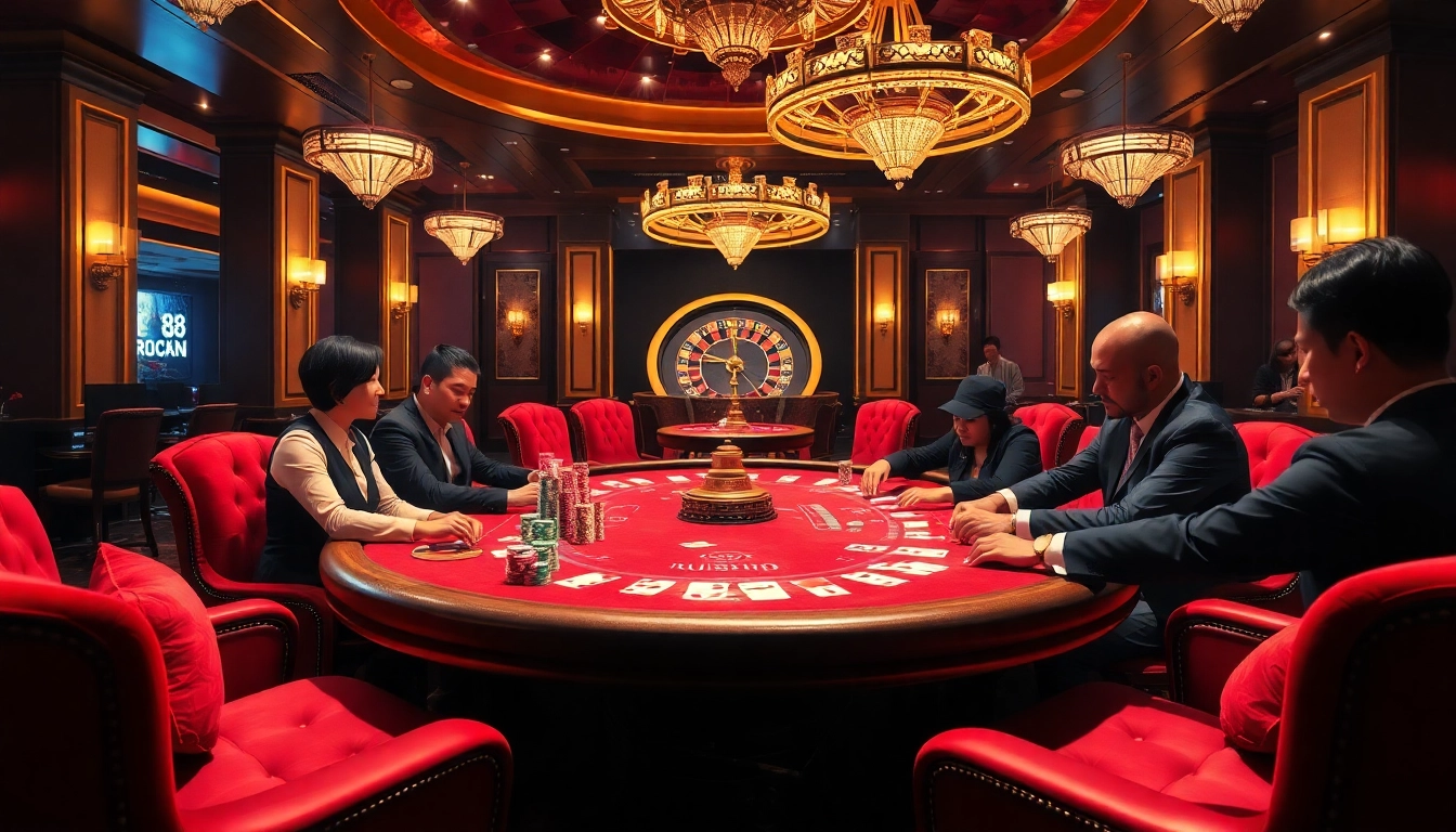 Experience the thrill of poker at RR88 with vibrant chips and an engaging atmosphere.