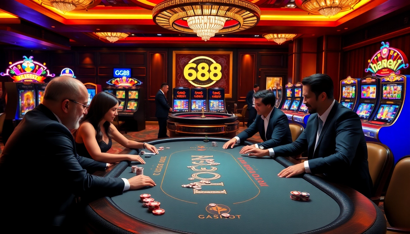 Experience thrilling gameplay at GG88 casino with vibrant tables and engaging slot machines.