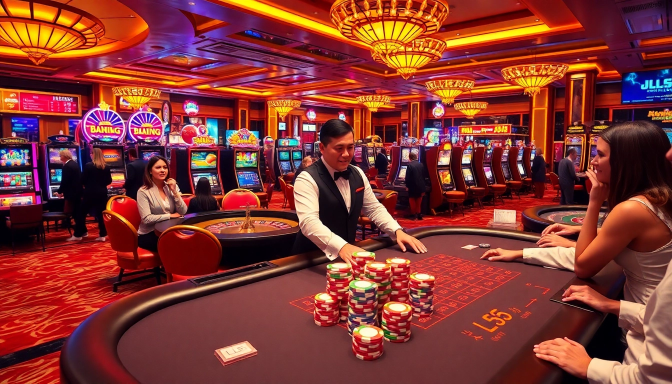 Experience thrilling gameplay at the JL55 casino, featuring exciting tables and vibrant slot machines.