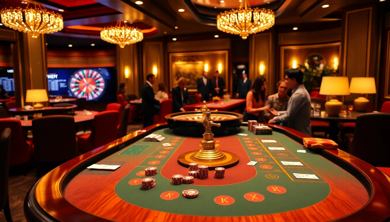 Experience the thrill of winning at Ku bet's luxurious casino table surrounded by excitement.