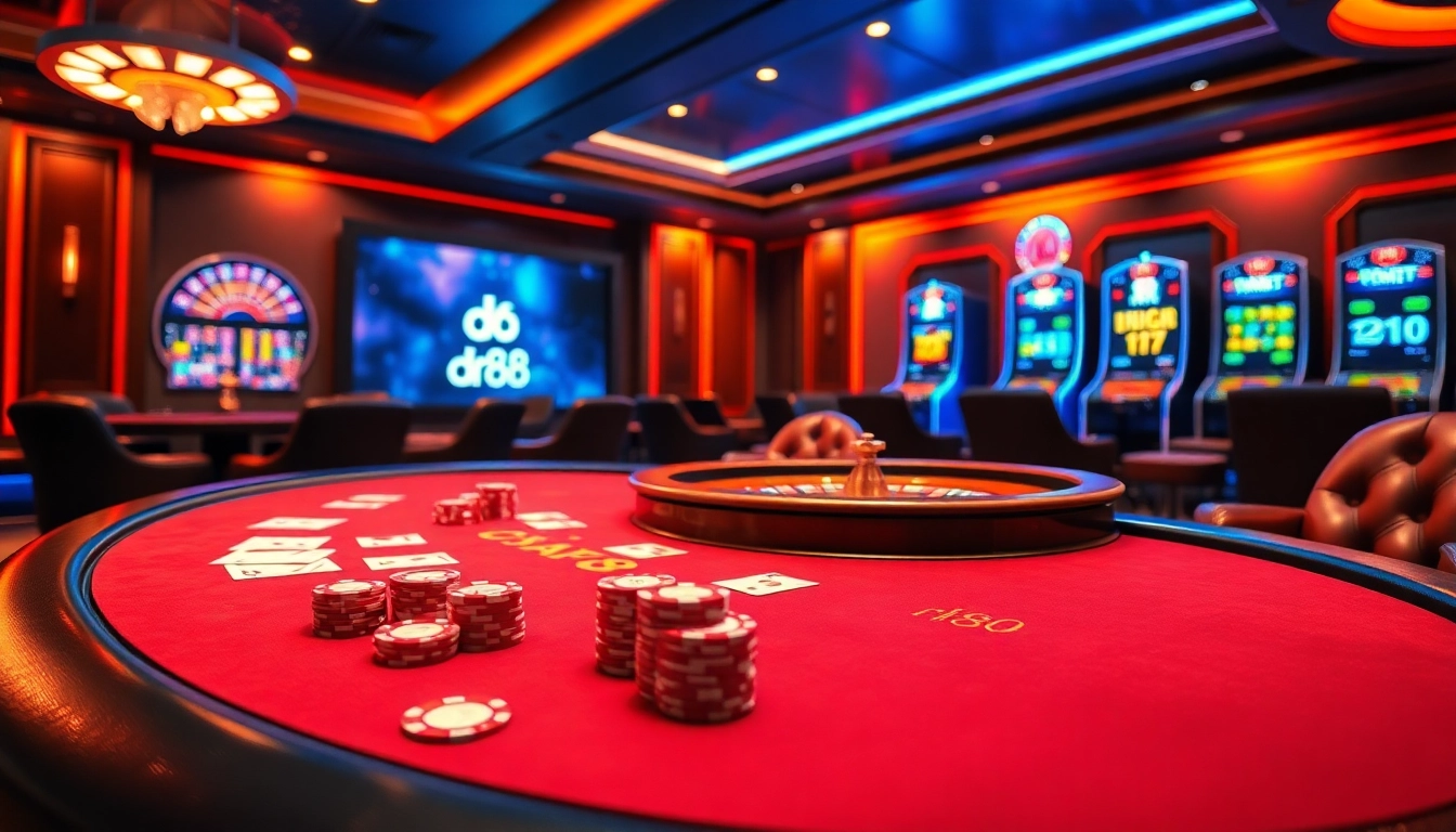 Experience top-tier gambling at dr88 with vibrant poker tables and luxurious slot machines.